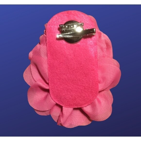 UNBRANDED Fabric/Mesh Rose Clip and Pin, Hair/Shoes/Purse/Lapel/Hat, PINK, NWOT - Picture 2 of 3